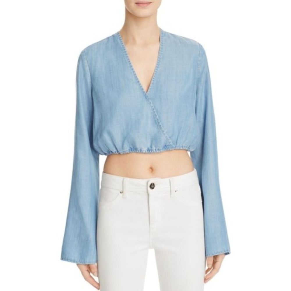 GUESS Audrey Bell Sleeve Denim Crop Top